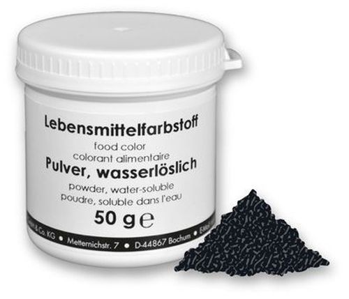Lebensmittelfarbe schwarz (50g), Pulver, wasserlöslich