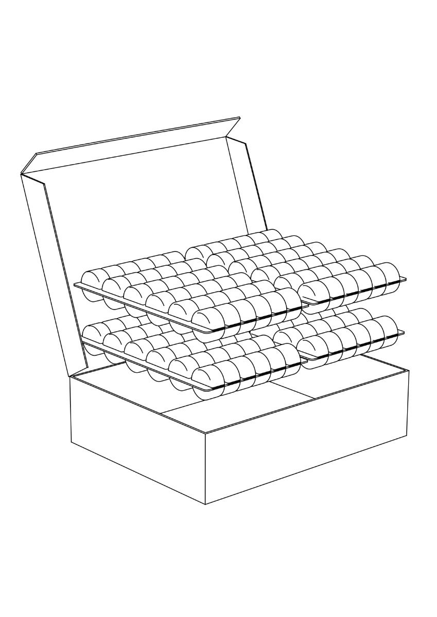 @ Umverpackung | Karton | Transportbox OHNE  Blister für 4 x MC36 (144 Macarons)  (20 Stk)